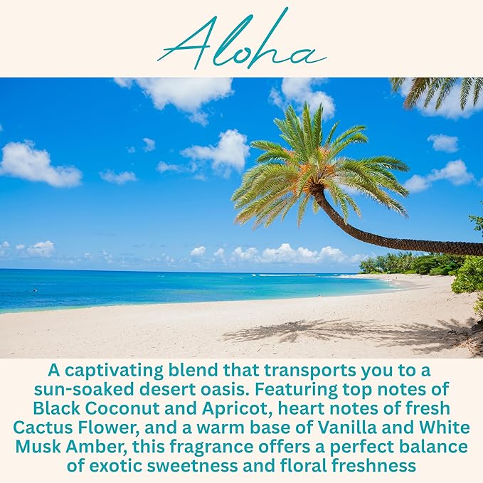 Aloha Cactus Blossom Scented Candle, Many Scents to Choose from, All Natural Non-Toxic Soy Wax, Handmade in The USA(Aloha)