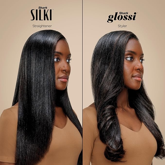 Shark Glam Ceramic & Powerful Air Styling & Drying System, with Silki Straightener & Shark Glossi Air Glosser, for Drying, Curling, Straightening & Glossing with Diffuser, HD6052S (Curly & Coily Hair)