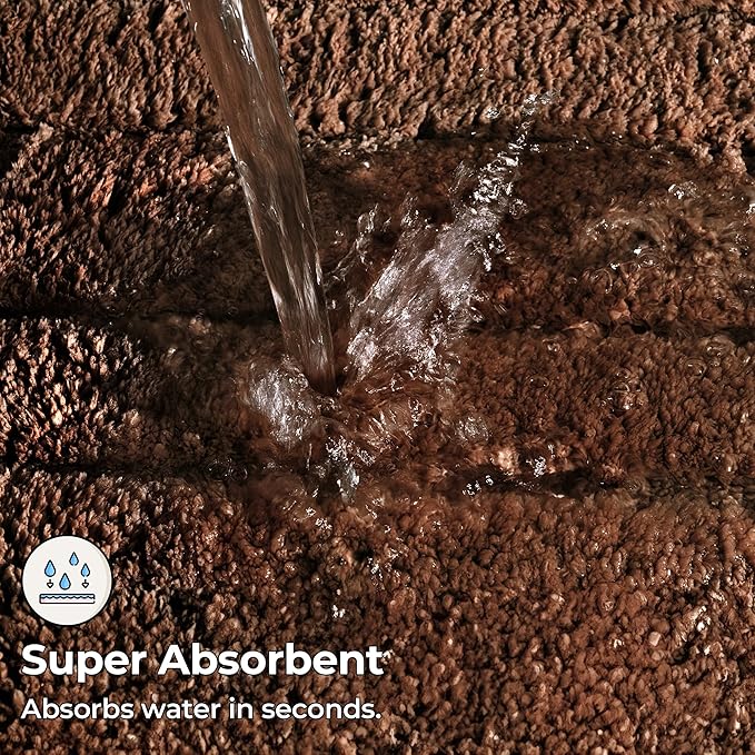 GRANNY SAYS Bathroom Rugs Non Slip 32" x 20", Bath Mats for Bathroom, Super Soft and Water Absorbent, Microfiber Washable Bath Rugs for Floor, Tub and Shower, Brown