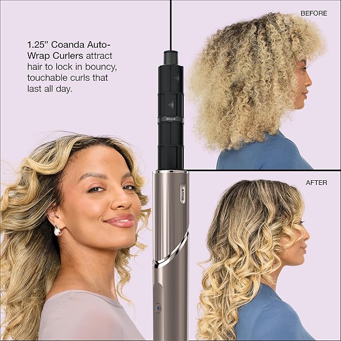 Shark FlexStyle Air Styling & Drying System, Powerful Hair Blow Dryer & Multi-Styler with Auto-Wrap Curlers, Oval Brush, Concentrator Attachment, Mocha, HD431BR