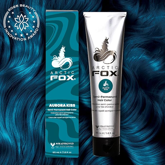 Arctic Fox Semi-Permanent Hair Dye, Aurora Kiss Blue, Vegan & Cruelty-Free, Ammonia-Free, Conditioning Formula, Vibrant Color for All Hair Types, 5.6 Fl Oz (Pack of 2)