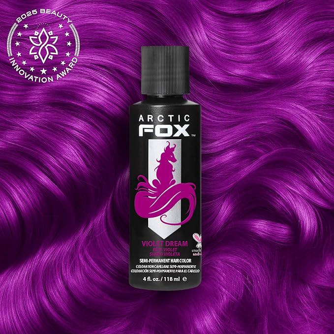 Arctic Fox Semi-Permanent Hair Dye, Vegan & Cruelty-Free, Ammonia-Free, Conditioning, Vibrant Purple Color, Long Lasting, For All Hair Types, Violet Dream, 4 fl oz (Pack of 2)