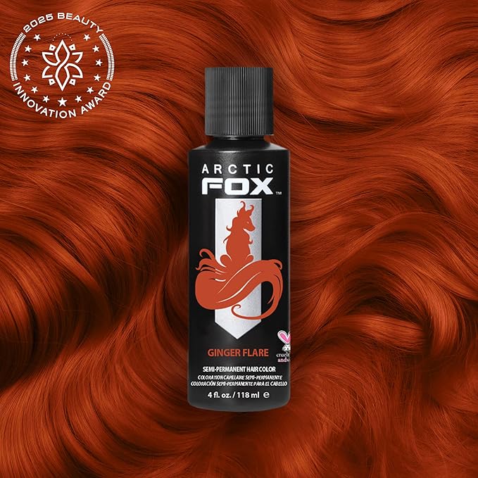Arctic Fox Semi-Permanent Hair Dye, Vegan & Cruelty-Free, Vibrant Orange Ginger Flare, Ammonia-Free, Peroxide-Free, Conditioning Color, For All Hair Types, 4 Fl Oz (Pack of 2)