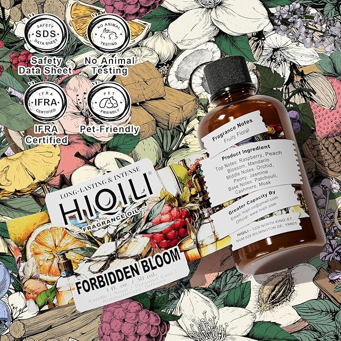 HIQILI Forbidden Bloom Fragrance Oil for Soap & Candle Making, Inspired by Cl.Klein Forb-EU phoria, Home Reed Diffuser, Long Lasting Scents, Add to Wool Dryer Balls - 1 Fl Oz