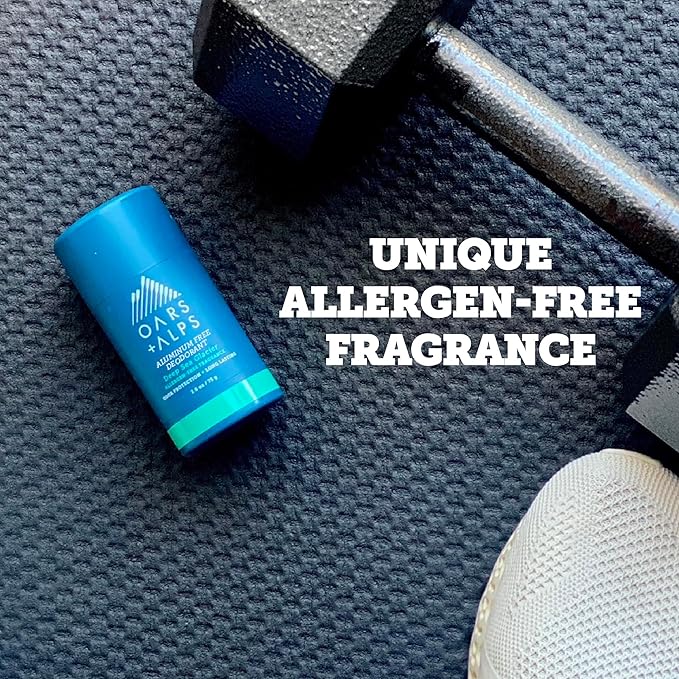 Oars + Alps Deodorant for Men & Women, Aluminum Free Deodorant for Men, Dermatologist Tested, Clean Ingredients, Non Toxic, Vegan, Long Lasting, Deep Sea Glacier, 1pk, 2.6oz
