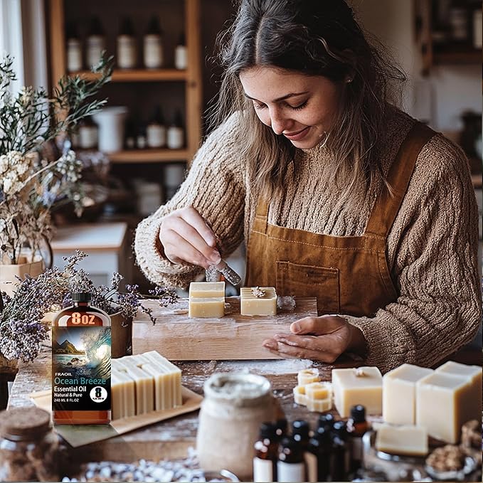 Ocean Breeze Essential Oil, Ocean Breeze Oil 8 Fl Oz 240ML for Diffuser Humidifier Yoga Cleaning DIY Candle Soap Making Perfume Gift for Women Fragrance Oils