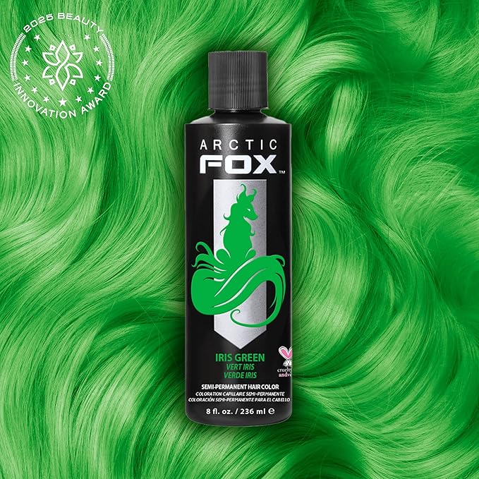 ARCTIC FOX Vegan and Cruelty-Free Semi-Permanent Hair Color Dye (8 Fl Oz, IRIS GREEN)