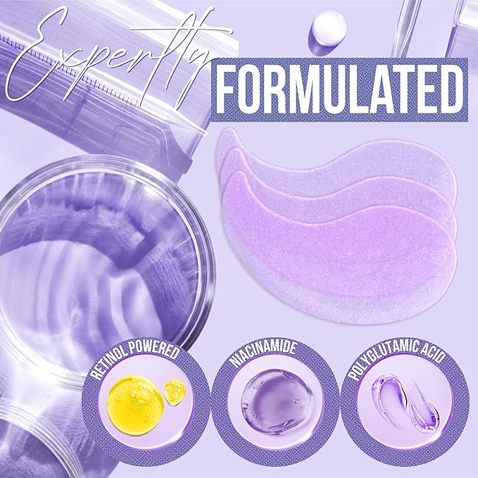 DIAMOND GAZE Firming Hydrogel Eye Patches 28 Pairs, 5-Min Retinol & Niacinamide Eye Masks to Smooth and Brighten, Reduce Fine Lines & Dark Circles, Relaxing Gifts for Her Holiday Set