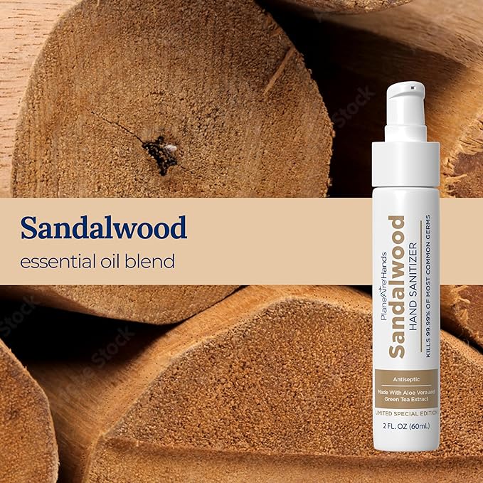 PlaneAire Sandalwood Lotion Hand Sanitizer | Travel Essential | TSA-Approved | Moisturizing Hand Lotion | Plant-Based and Vegan | Made with Essential Oils | Travel Size | 6-Pack