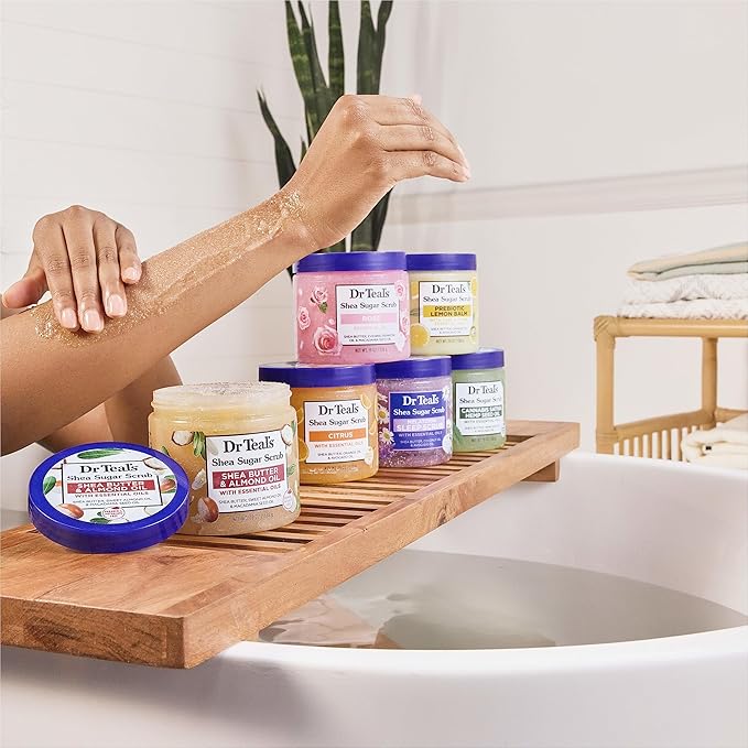 Dr Teal's Shea Sugar Body Scrub, Cannabis Sativa Hemp Seed Oil with Essential Oils, 19 oz (Pack of 3)