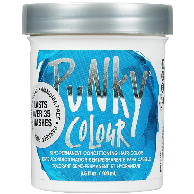 Punky Lagoon Blue Semi Permanent Hair Color - Vegan & Cruelty-Free Conditioning Hair Dye, Lasts Up to 35 Washes, 3.5 fl oz