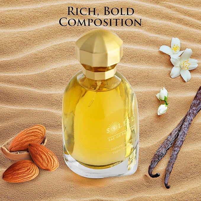 Soleil for Women Eau De Parfum - Gourmand Fragrance With Soft Florals & Creamy Sandalwood - Top Notes of Pistachio, Vanilla & Salted Caramel - Natural & Free of Parabens - Elegant 100ml Bottle