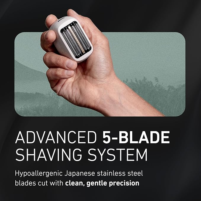Panasonic ARC5 Palm-Sized Foil Shaver for Men, Powerful Travel Electric Razor, USB-C Charge Wet/Dry, Easy Clean Luxury Japanese 5-Blade, Smooth & Precise Cut w/Smart Sensor (Natural Sea Stone)