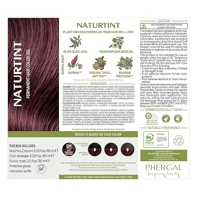 Naturtint 5M Light Mahogany Chestnut Permanent Hair Color (Pack of 1), Ammonia Free, Vegan, Cruelty Free, up to 100% Gray Coverage, Long Lasting Results (Packaging may vary)