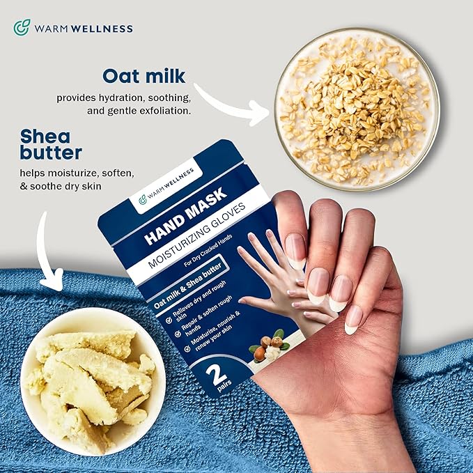 Hand Mask Gloves for Dry Hands - Moisturizing Hand Treatment for Rough Skin Relief - Softening Hydration Spa Gloves for Smooth Touch - Easy Self-Care Moisture Therapy for Daily Care Routine