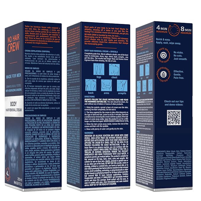 No Hair Crew | Intimate & Body Male Hair Removal Cream Bundle | Painless, Flawless, Soothing Depilatory for Manscaping Unwanted Coarse Male Hair