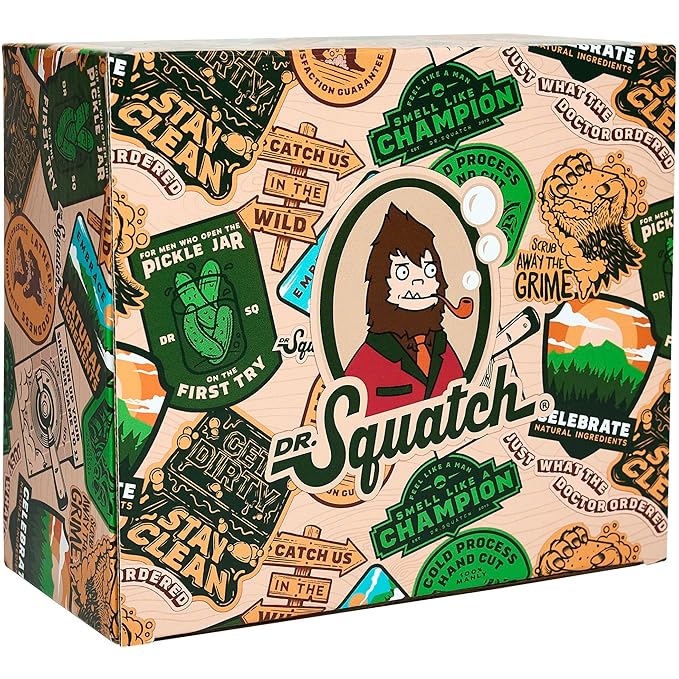 Dr. Squatch 2024 Holiday Bundle - Men's Natural 6 Soap and 1 Cologne Gift Set - Cold Process Soap with No Harsh Chemicals + Natural Cologne Made With Sustainably-Sourced Ingredients