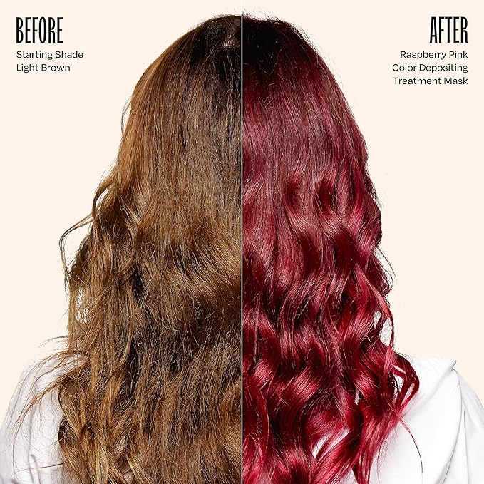 Overtone Semi Permanent Hair Color Conditioner, Raspberry Pink, 8 oz, Nourishing, Damage-Free, Color Depositing Mask for All Hair Types with Shea Butter & Coconut Oil, Vegan & Cruelty-Free