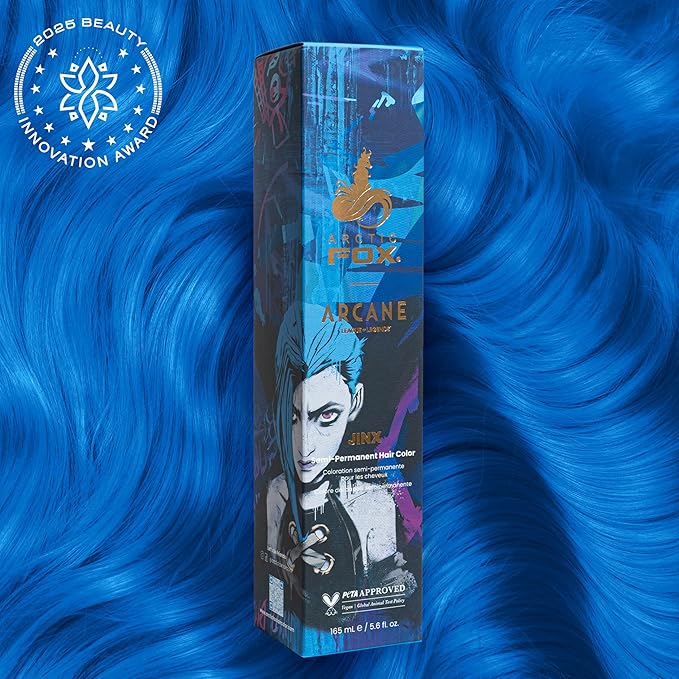 Arctic Fox Jinx Semi Permanent Hair Dye, Vibrant Blue Vegan & Cruelty Free Hair Color, Ammonia Free, Conditioning Formula, Long Lasting, For All Hair Types, 5.6 Fl Oz (Pack of 2)
