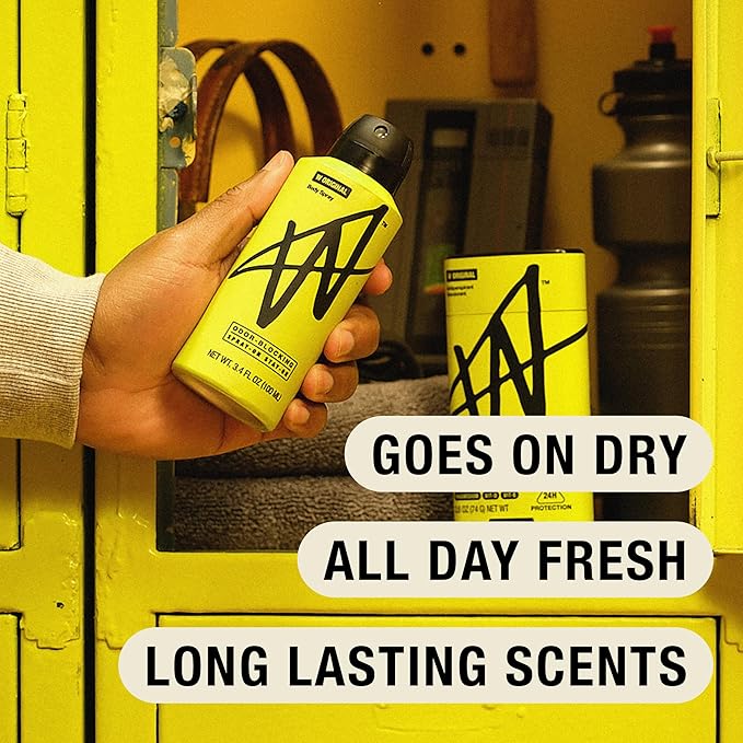 W Jake Paul Original Body Spray for Men, Odor Blocking Body Deodorant, Long Lasting Protection, 3.4 fl oz