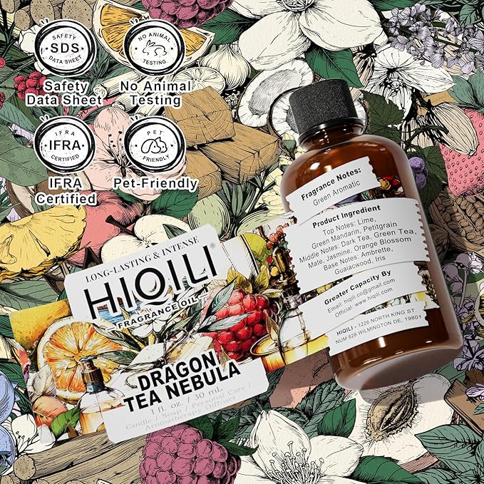 HIQILI Dragon Tea Nebula Fragrance Oil for DIY, Hotel Scents for Essential Oil Diffuser, A Clean Yulong Tea Aroma - 1 Fl Oz