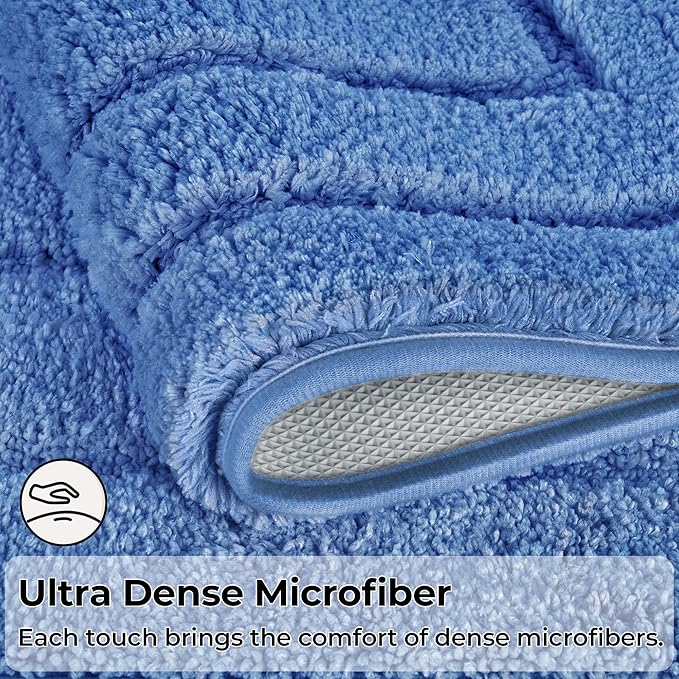 GRANNY SAYS Bathroom Rugs Sets 2 Piece,Soft Bath Mats for Bathroom, Bath Rugs Non Slip Washable, Absorbent Bath Rug for Tub, Shower and Toilet, Bath Mat Set (Blue, 20" x 32" + 16" x 24")