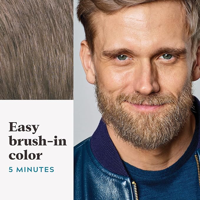 Just For Men Mustache & Beard, Beard Dye for Men with Brush Included, With Keratin Biotin Aloe and Coconut Oil for Healthy Facial Hair - Light Brown, M-25, Pack of 3 (Packaging May Vary)