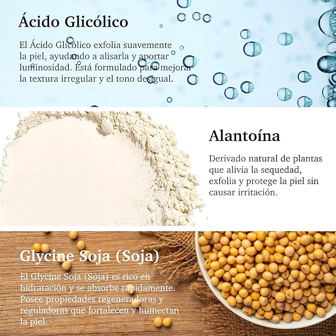 Purifect Glycolic Acid Exfoliating Face Serum – Smooth & Glowing Skin Support with Vitamin E – Made in USA – With Allantoin & Glycine Soja (Soybean) – Visibly Improves Texture, Hydrates & Softens Skin