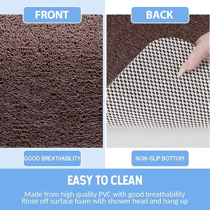 Non-Slip Bathtub Mat, Anti Slip Shower Mat, Fast Drying Bathtub Mats, Foot Scrubber Mat, Anti Slip Mat for Tub, Floor, Bathroom, Kitchen, Home, Hotel (Brown 36"×24")