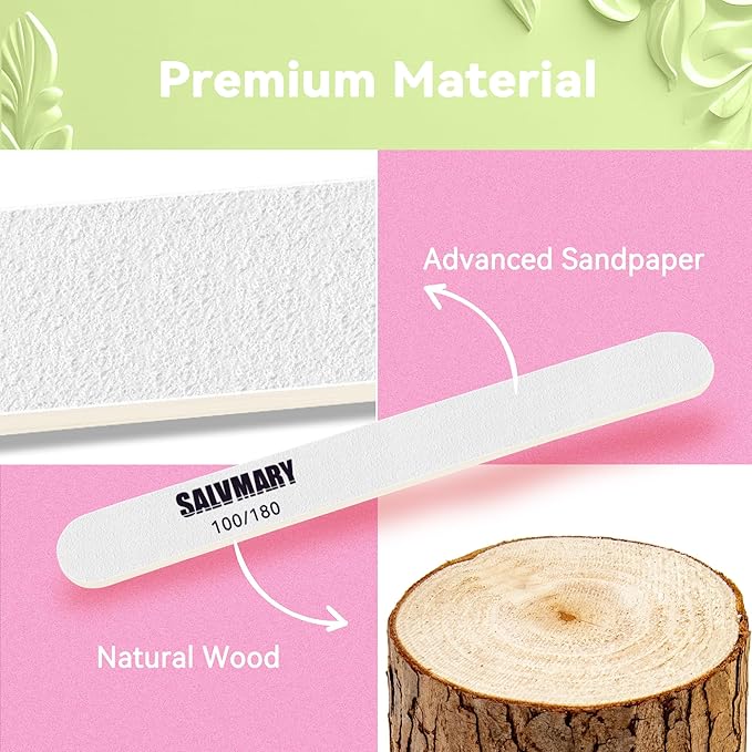 Professional Disposable Small Nail Files 100/180 Grit Double Sided White Emery Boards for Nails Manicure Pedicure Tools 50Pcs