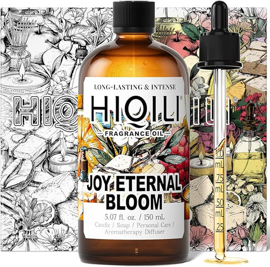 HIQILI Joy Eternal Bloom Fragrance Oil, Jasmine & Rose Scents, Aromatherapy Diffuser, Air Freshener, Candle & Soap Making, Long Lasting - 5.07 Fl Oz