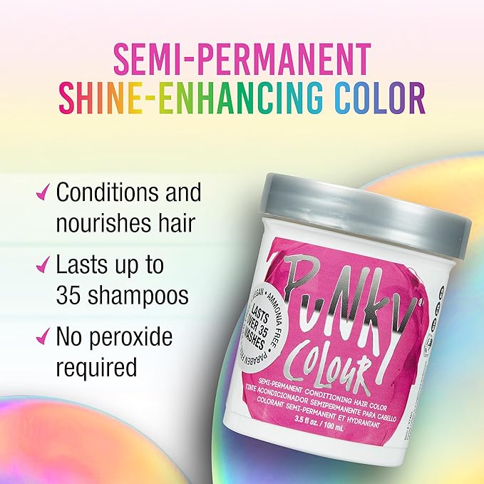 Punky Flamingo Pink Semi Permanent Hair Color - Vegan & Cruelty-Free Conditioning Hair Dye, Lasts Up to 35 Washes, 3.5 fl oz