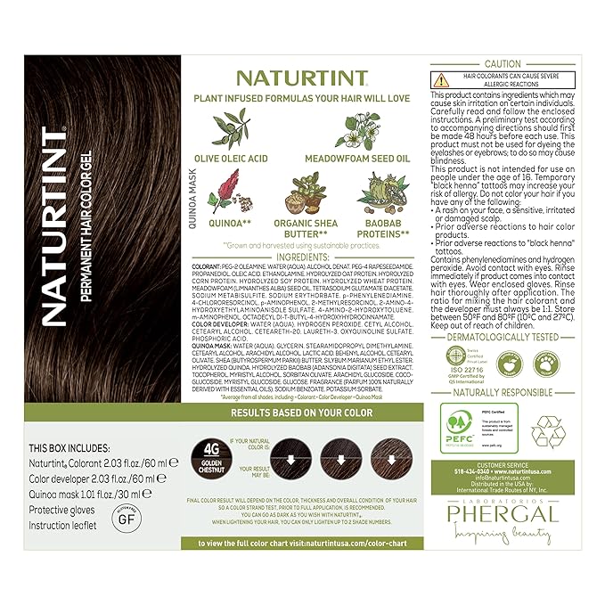 Naturtint 4G Golden Chestnut Permanent Hair Color (Pack of 6), Ammonia Free, Vegan, Cruelty Free, up to 100% Gray Coverage, Long Lasting Results (Packaging may vary)
