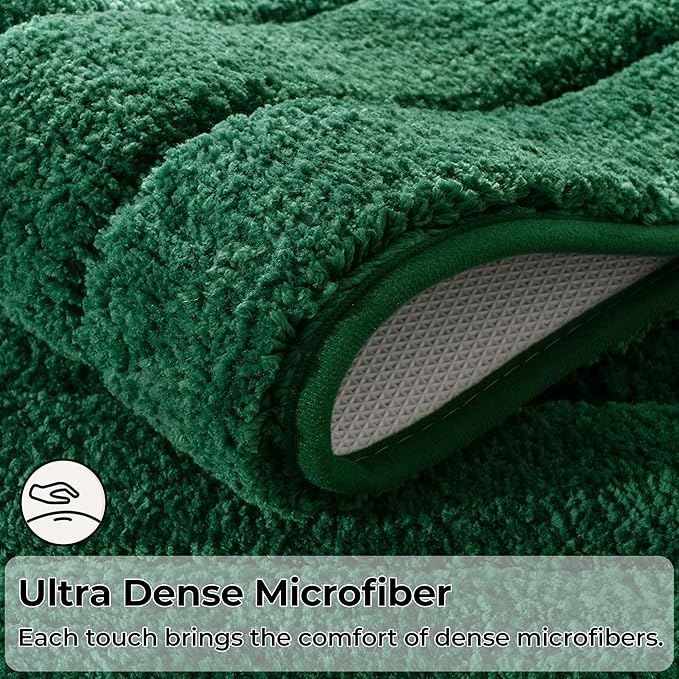 GRANNY SAYS Bathroom Rugs Sets 2 Piece,Soft Bath Mats for Bathroom, Bath Rugs Non Slip Washable, Absorbent Bath Rug for Tub, Shower and Toilet, Bath Mat Set (Dark Green, 20" x 32" + 16" x 24")