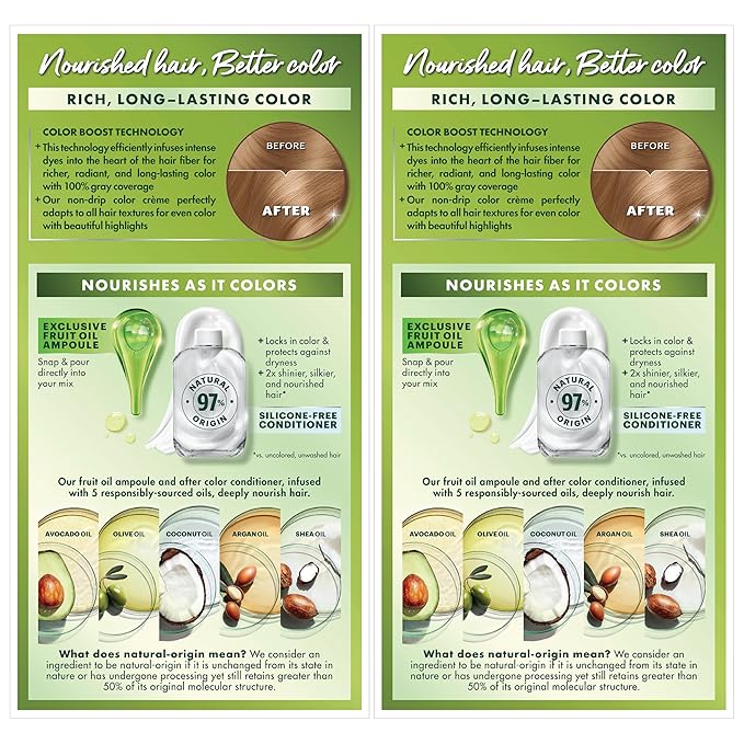 Garnier Hair Color Nutrisse Nourishing Creme, 80 Medium Natural Blonde (Butternut) Permanent Hair Dye, 2 Count (Packaging May Vary)