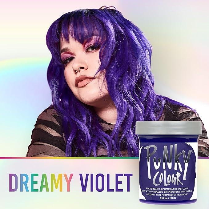 Punky Violet Semi Permanent Hair Color - Vegan, Cruelty-Free Conditioning Hair Dye, Lasts Up to 35 Washes, 3.5 fl oz