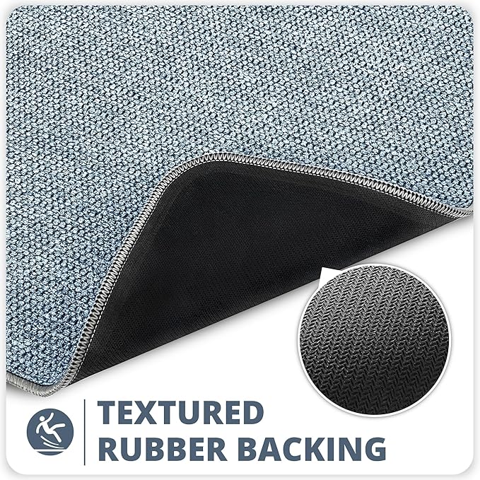 Toilet Rugs U Shaped Bathroom Rug,Machine Washable Non Slip Quick Dry Super Absorbent Ultra Thin Toilet Mats for Bathroom Toilet.Blue,1'8"x2'(20x24inch)
