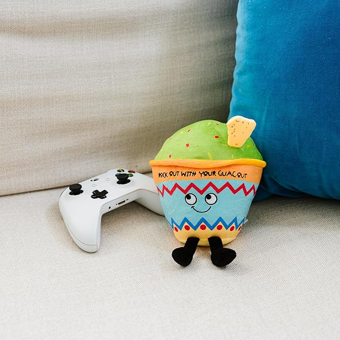 Punchkins Guacamole Plushie - Rock Out with Your Guac Out Cute Guacamole Plush, Gift for Avacado Lovers, Food Plush Toy for Gifting