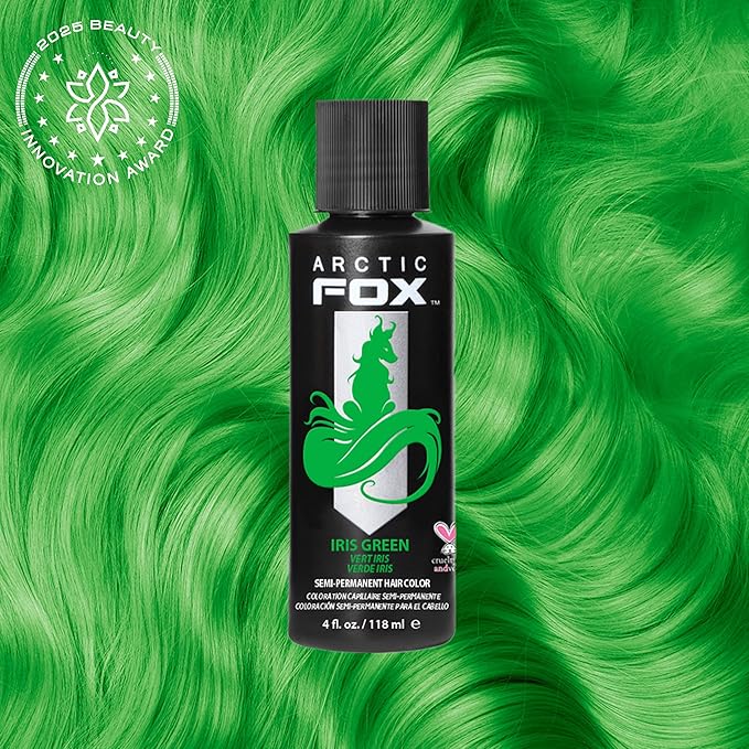 ARCTIC FOX Vegan and Cruelty-Free Semi-Permanent Hair Color Dye (4 Fl Oz, IRIS GREEN)