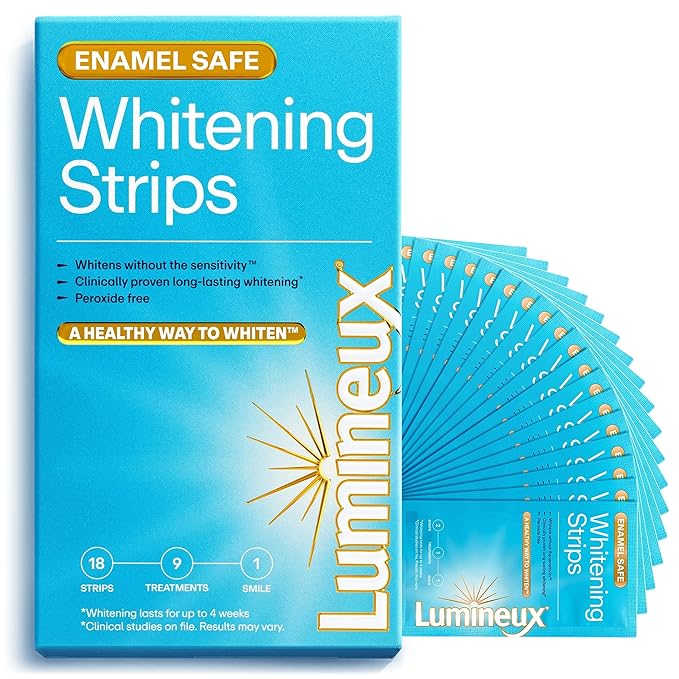 Lumineux Teeth Whitening Strips Kit - 9 Treatments - Peroxide Free - Enamel Safe for Whiter Teeth - Whitening Without The Sensitivity - Dentist Formulated - Sensitivity Free
