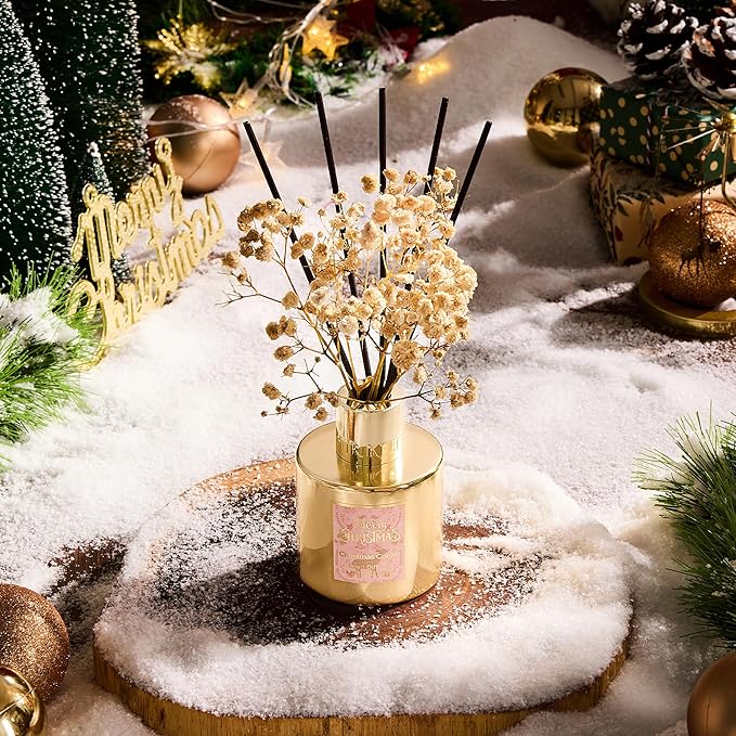 Airkeep Christmas Reed Diffuser Set - 3.38 fl oz (100 ml) Christmas Cookie Oil Diffuser with 8 Reed Sticks, Home Fragrance for Bathroom Shelf Decor