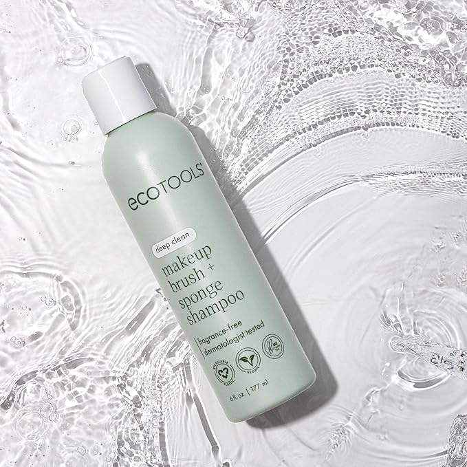 EcoTools Cleanser Shampoo for Makeup Brush/Sponge/Puffs, Remove Makeup & Impurities, Fragrance-Free, No Harsh Chemicals, Vegan & Cruelty-Free, 6 fl.oz./177 ml, 1 Count