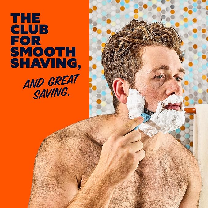 Dollar Shave Club | The Member Exclusive Shave Set | 4 Swift Rinse Refill Cartridges, 1 Handle (Blue), 1 Shave Butter 3 ounce, 1 Razor Cover, Razors for Men