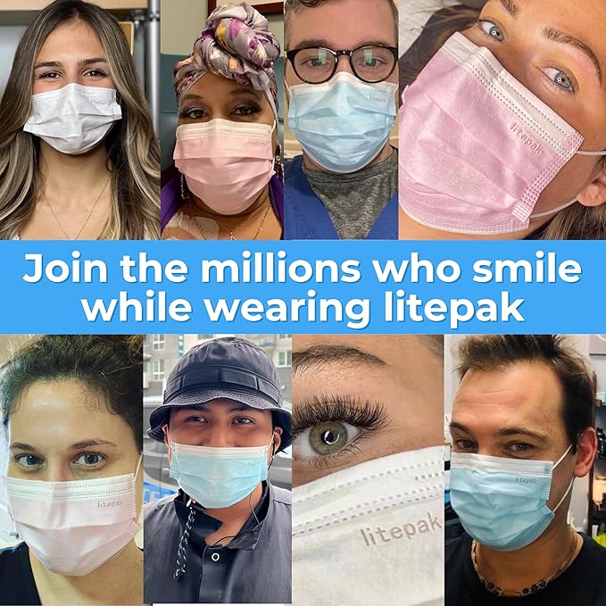 Litepak 125-Pack Disposable Face Mask Premium Comfort Earloops with Dispenser Box (White)