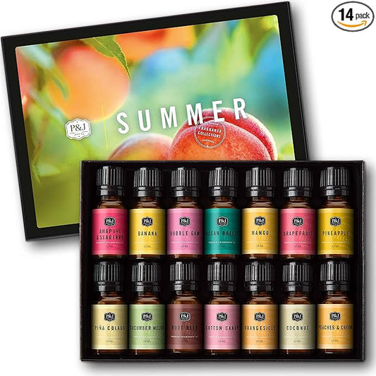 P&J Trading Fragrance Oil Summer Set | Candle Scents for Candle Making, Freshie Scents, Soap Making Supplies, Diffuser Oil Scents