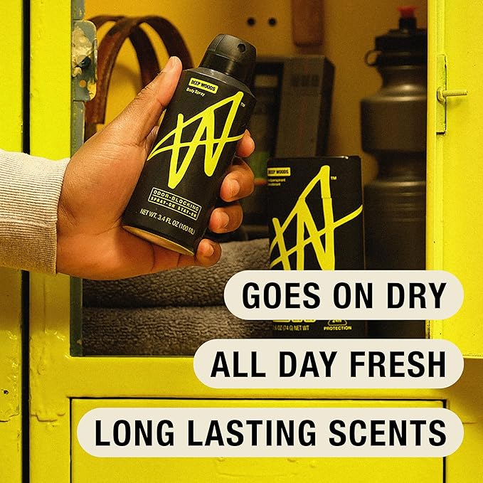 W Jake Paul Deep Woods Body Spray for Men, Odor Blocking Body Deodorant, Long Lasting Protection, 3.4 fl oz