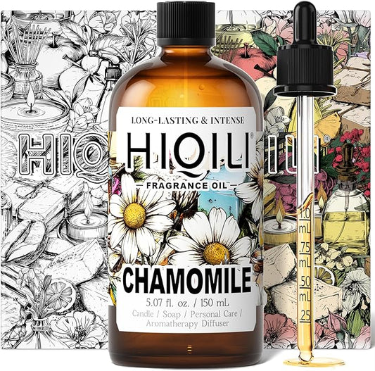HIQILI Chamomile Fragrance Oil for Candle, Soap Making, Use in Essential Oil Diffusers, Add to Body Lotion, Laundry Dryer Balls - 5.07 Fl Oz