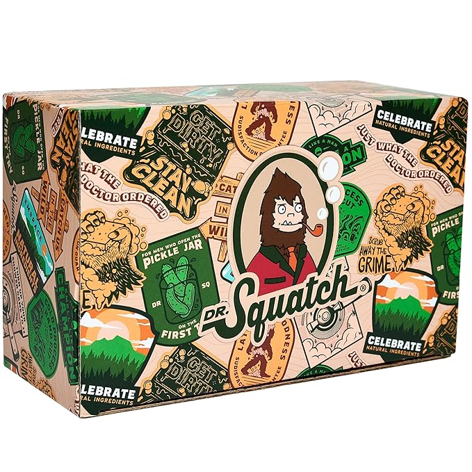 Dr. Squatch 2024 Holiday Bundle - Men's Natural 6 Soap and 1 Cologne Gift Set - Cold Process Soap with No Harsh Chemicals + Natural Cologne Made With Sustainably-Sourced Ingredients