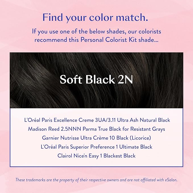 eSalon Permanent Hair Color & Hair Dye Complete Kit - Soft Black - Personal Colorist Kit for Up To 100% Gray Coverage for All Hair Types - Professional-Grade Ammonia-Free Hair Dye