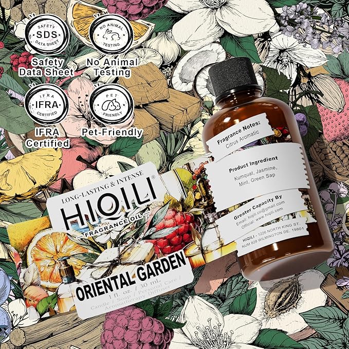 HIQILI Oriental Garden Fragrance Oil for Candle & Soap Making, Inspired by H.er-mes Le-Jrn deMonsr-Li, Luxury Hotel Scents for Essential Oil Diffuser, Aromatherapy - 1 Fl Oz